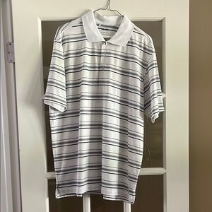 Men's Adidas White Striped Polo Shirt